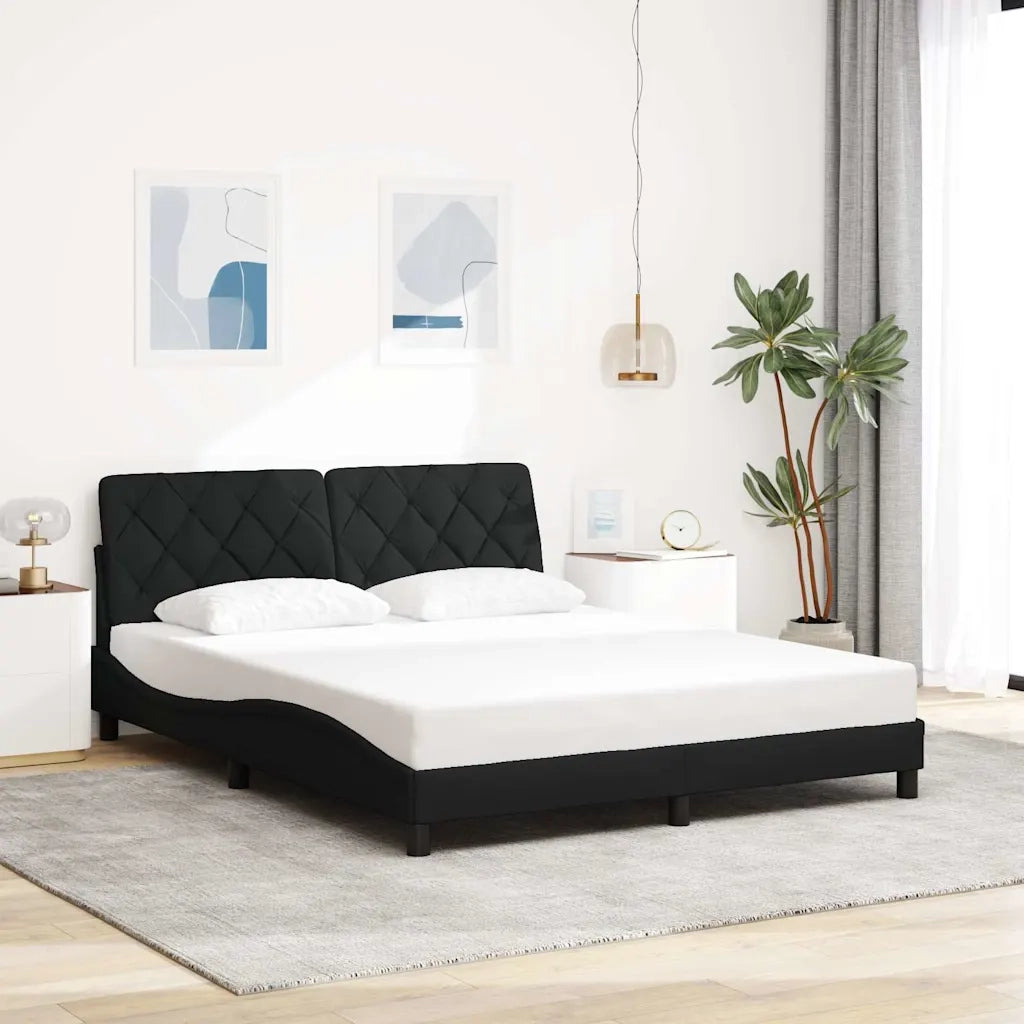 Giroletto con LED senza Materasso Nero 160x200 cm in Tessuto 3310680