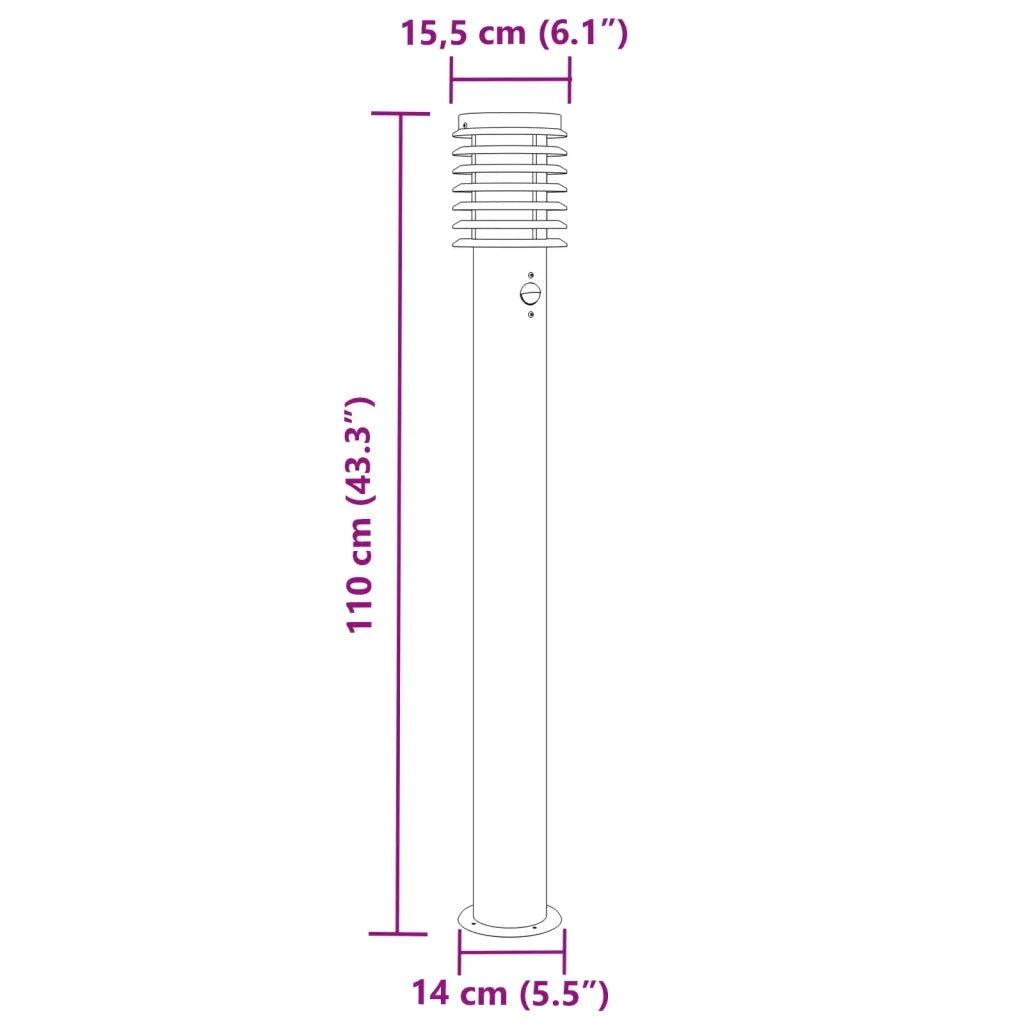 Lampade da Terra per Esterni Sensore Nere 3 pz 110 cm Acciaio 4006372