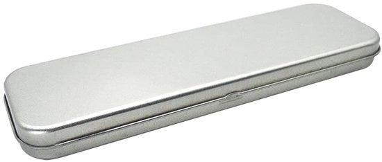 Etui metallico unico per matite e penne in acciaio Scatola rettangolare a una sola tasca per matite, penne e strumenti da scrivere Argento