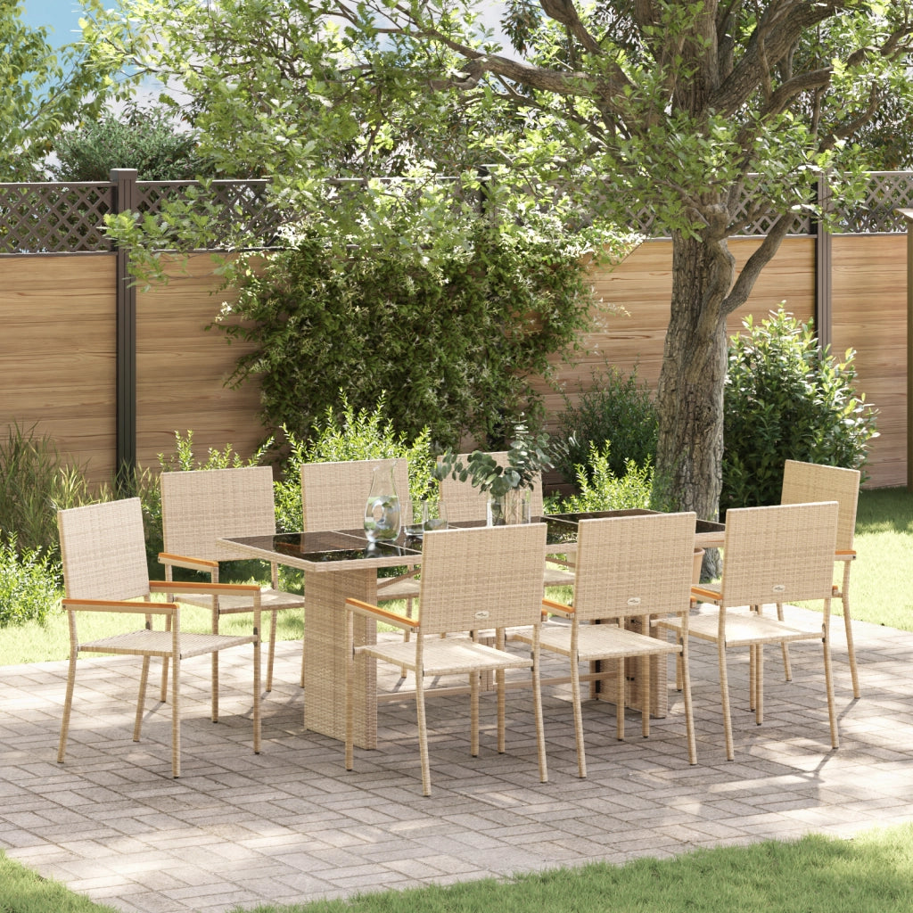 Set da pranzo da giardino  a 9 pezzi beige in polyrattan