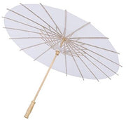 Parasole a Papier Artigianale Decorativo - 20 cm di Raggio - Manico in Bambù con Cinghie in Bambù - Pergamena Bianca