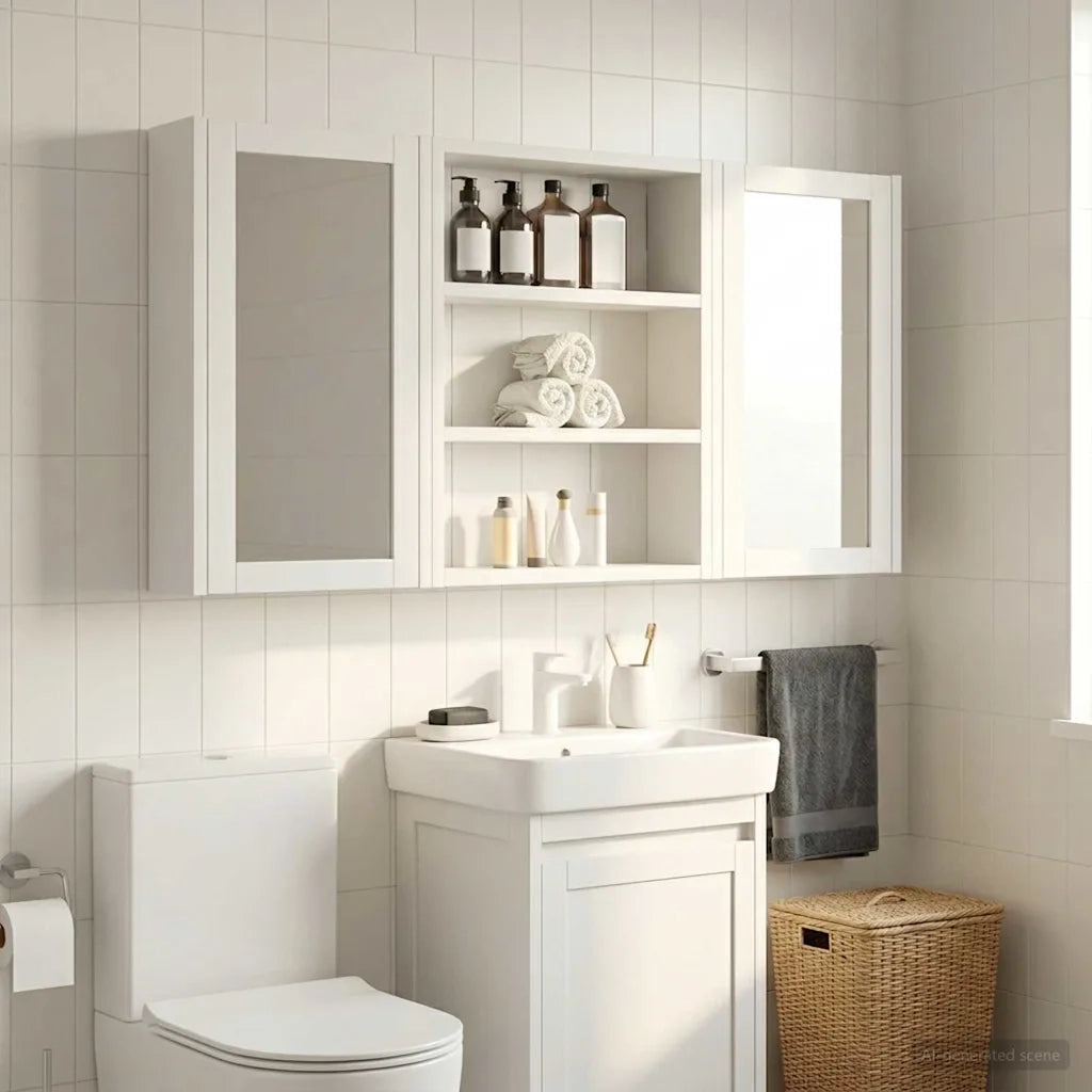 Armadio da bagno a muro con lo scaffale Bianco 40 x 10 x 50 cm 889343