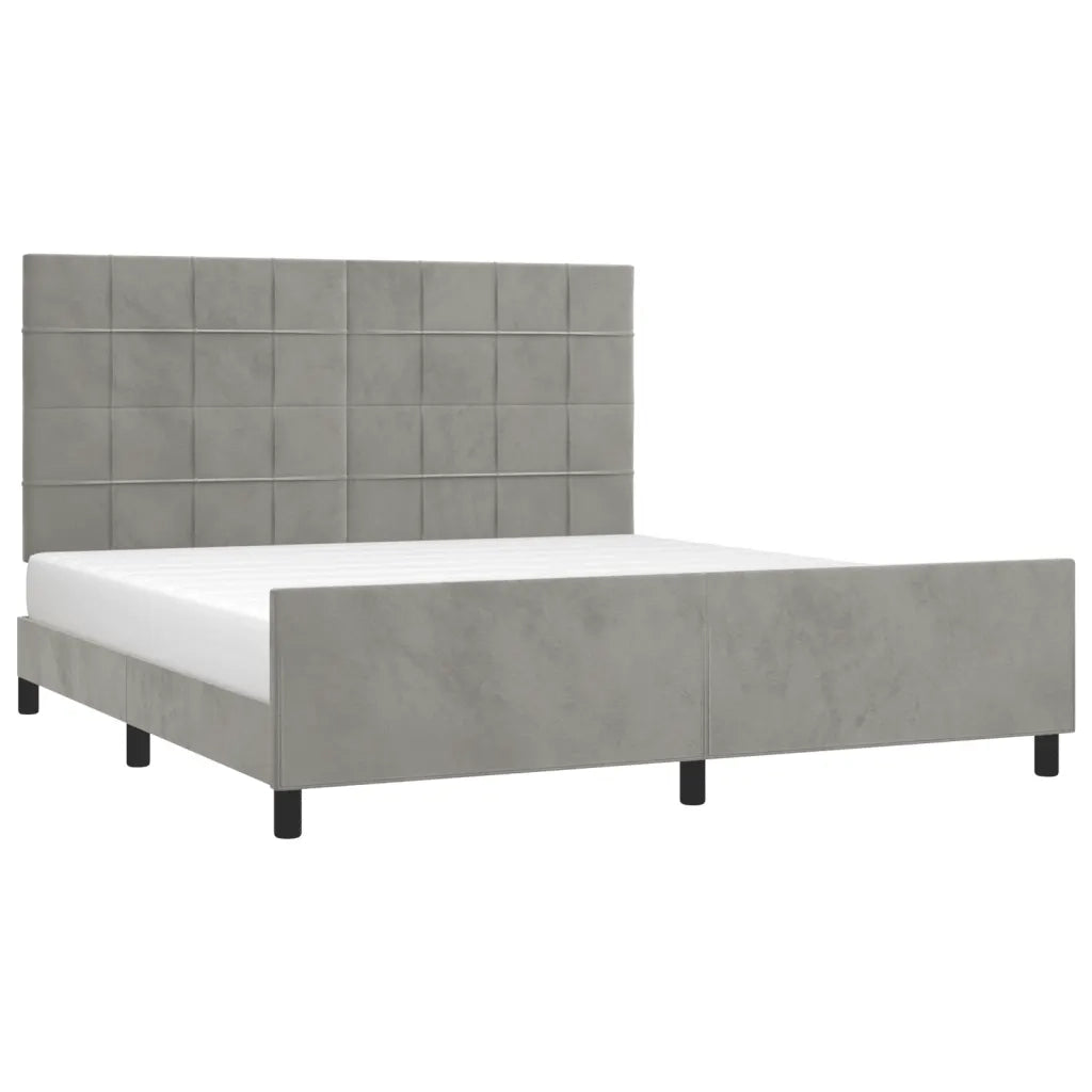 Giroletto senza Materasso Grigio Chiaro 160x200 cm Velluto