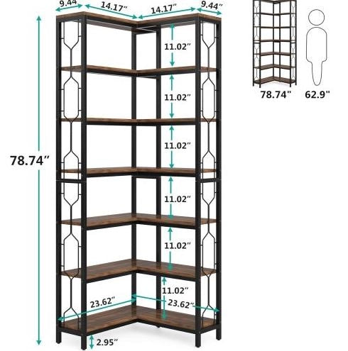 Scaffale angolare industriale in legno ingegnerizzato e metallo