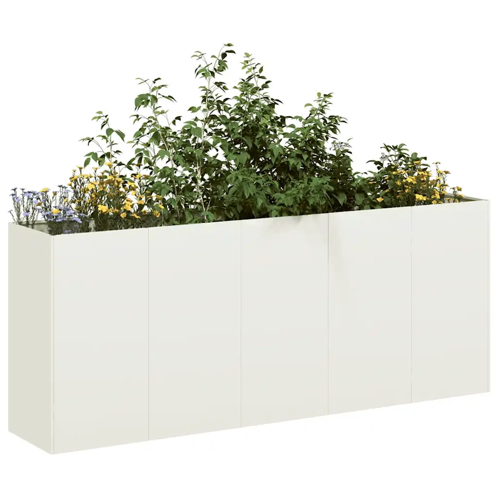 Fioriera-Vaso-Contenitore per Piante Bianca 200x40x80 cm in Acciaio Laminato a Freddo