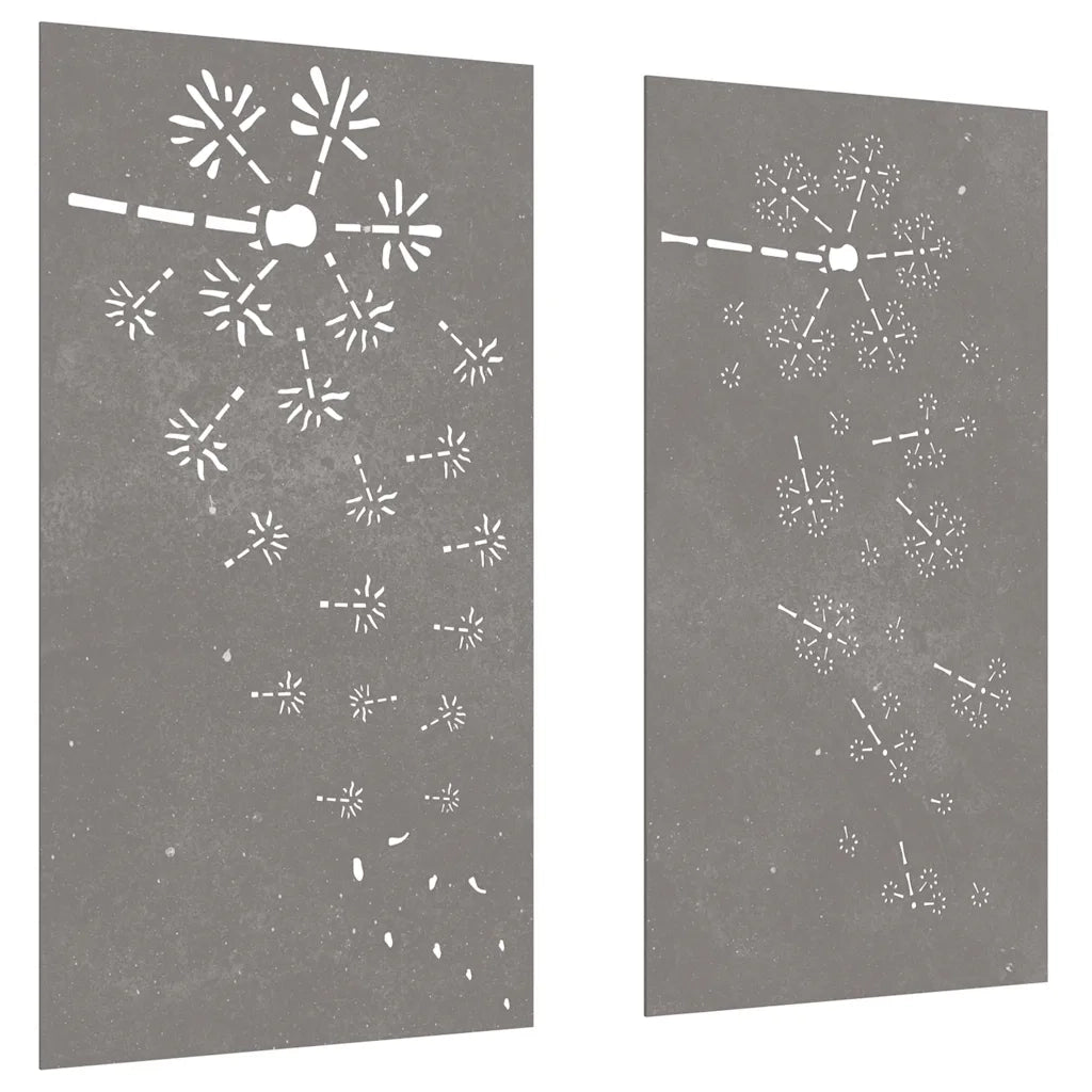 Decorazioni Muro da Giardino 2pz 105x55 cm Fiore Acciaio Cortencod mxl 106676