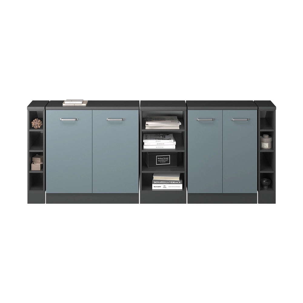 Mobile cucina sottotetto R-Line Grigio-blu/Antracite 210 cm Set di 5 carcasse armadio profondità 60 cm Vicco