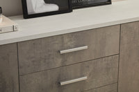 Mobile Basso 4 Ante 4 Cassetti 203x84x41 cm Ossido Bianco/Cemento