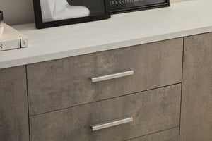 Mobile Basso 4 Ante 4 Cassetti 203x84x41 cm Ossido Bianco/Cemento