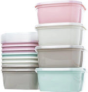 12 contenitori alimentari, contenitori in plastica rotondi da 1 litro, BPA-free, magnetron-resistenti, lavastoviglie-resistenti, congelatore-resistenti, contenitori con coperchi