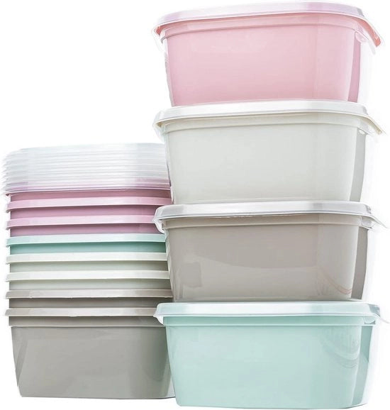 12 contenitori alimentari, contenitori in plastica rotondi da 1 litro, BPA-free, magnetron-resistenti, lavastoviglie-resistenti, congelatore-resistenti, contenitori con coperchi