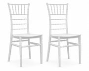 Set 2 sedie Chiavarine Tiffany Bianca in polipropilene con dimensioni 47x43x90 cm
