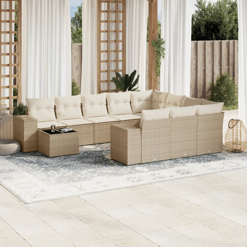 Set Divani da Giardino 11 pz con Cuscini Beige in Polyrattancod mxl 90486