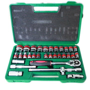 Trade Shop - Valigia Set Chiavi A Bussola 32 Pezzi Vanadium Con Cricchetto 32 Pz Vanadium -