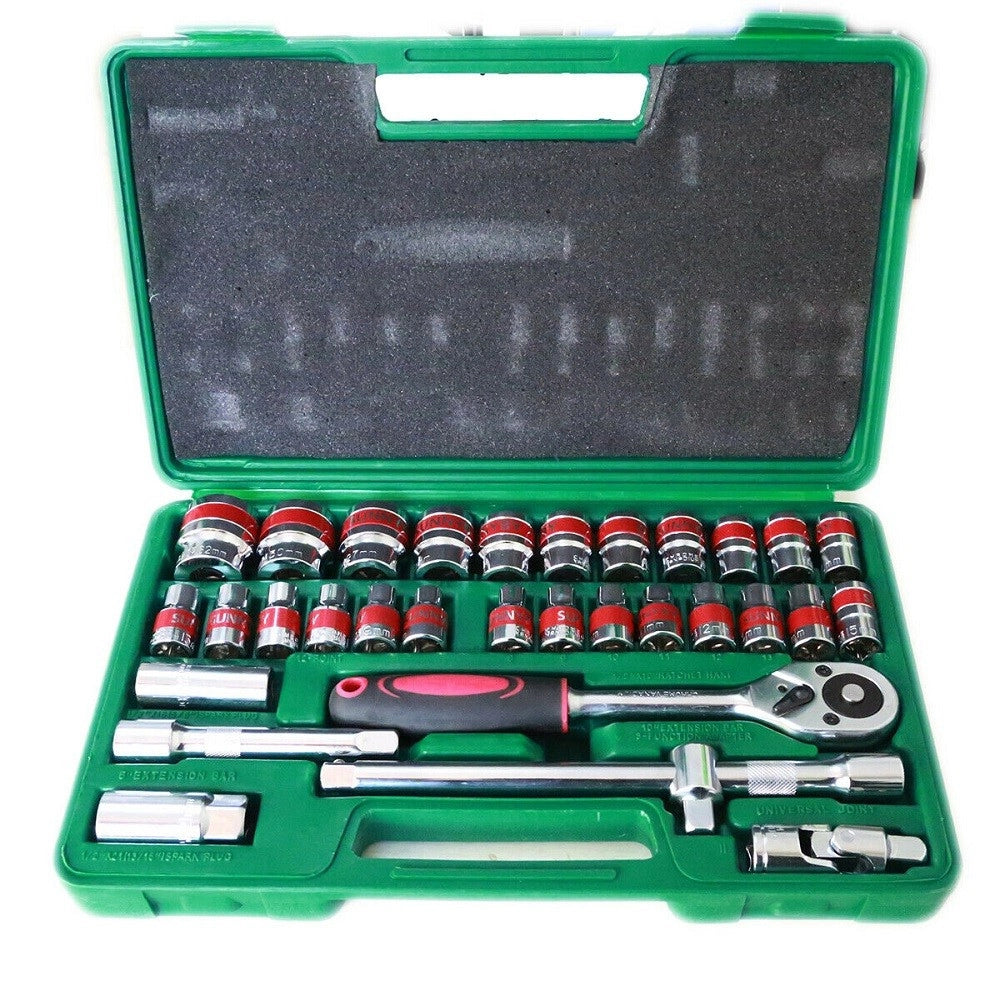 Trade Shop - Valigia Set Chiavi A Bussola 32 Pezzi Vanadium Con Cricchetto 32 Pz Vanadium -