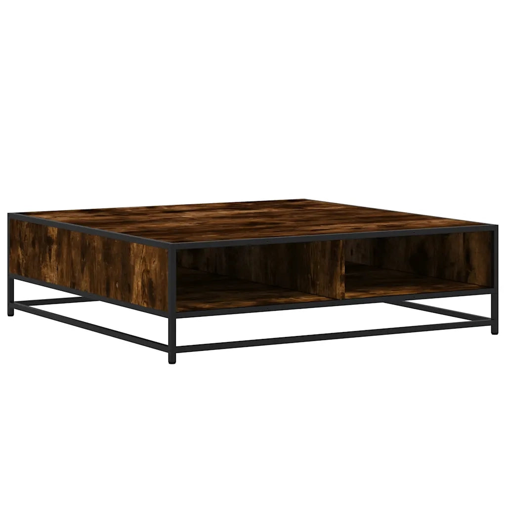 Tavolino da salotto | Tavolino da caff¨¨ | Tavolino da Soggiorno Rovere Fumo 100x100x30 cm in Truciolato e Metallo