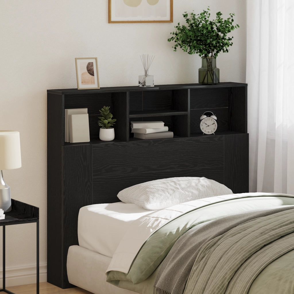 Cabina Testiera  Nero Rovere 120x19x103.5 cm Legno ingegnerizzato