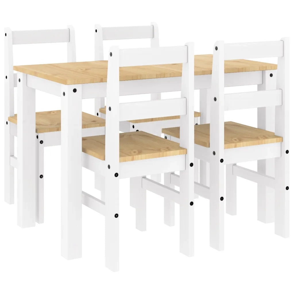 Set da Pranzo 5 pz PANAMA Bianco in Legno Massello di Pino 3345172