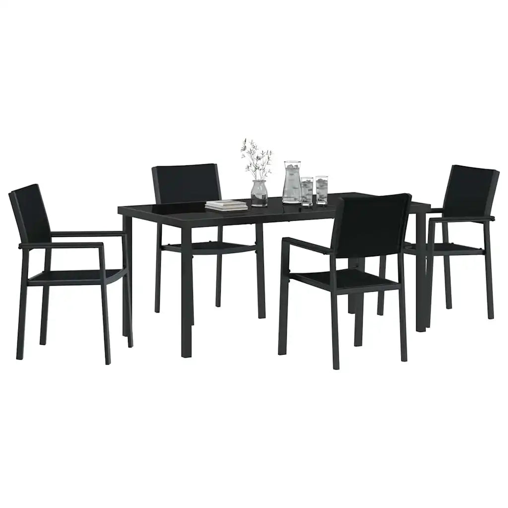 Set da Pranzo per Giardino 5 pcs Nero 3379152