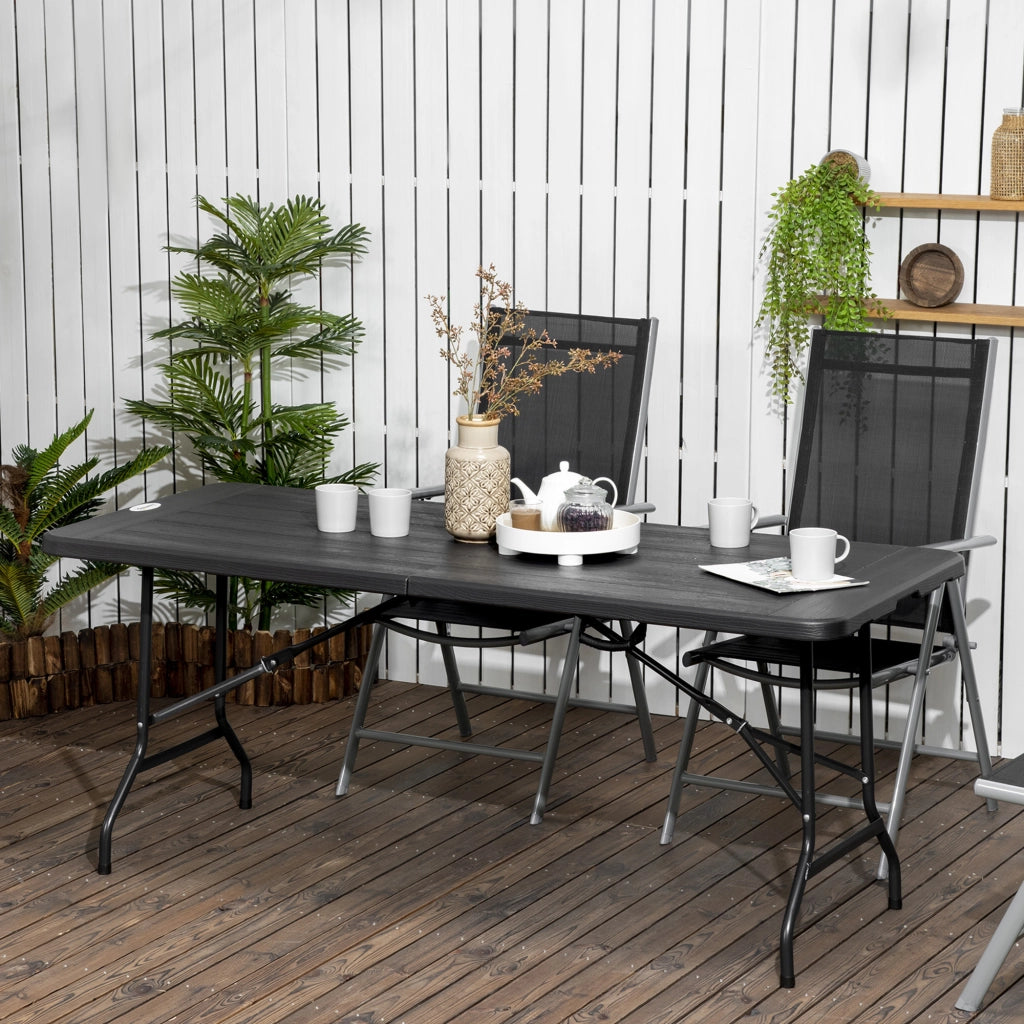 Tavolo da giardino pieghevole rettangolare per 6 persone ¨C zephmum ¨C acciaio e HDPE grigio scuro 180x75,5x73 cm
