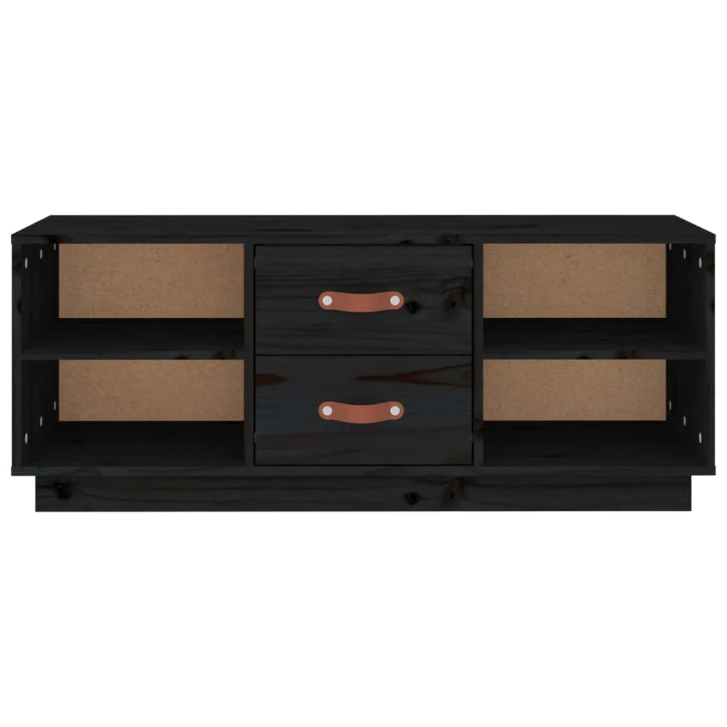 Mobile TV multimediale scaffale TV credenza mobile TV sala da pranzo soggiorno camera da letto 100 x 34 x 40 cm legno di pino massiccio nero 02_0025468