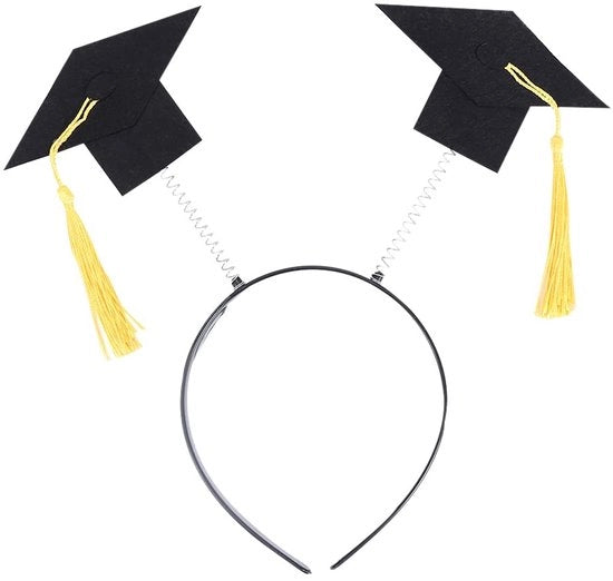 Cappello di laurea con penna dorata - fascia - decorazione di festa - regalo di laurea - costume da travestimento - materiale eco-sostenibile - dimensioni 23 cm x 26 cm - accessorio di laurea
