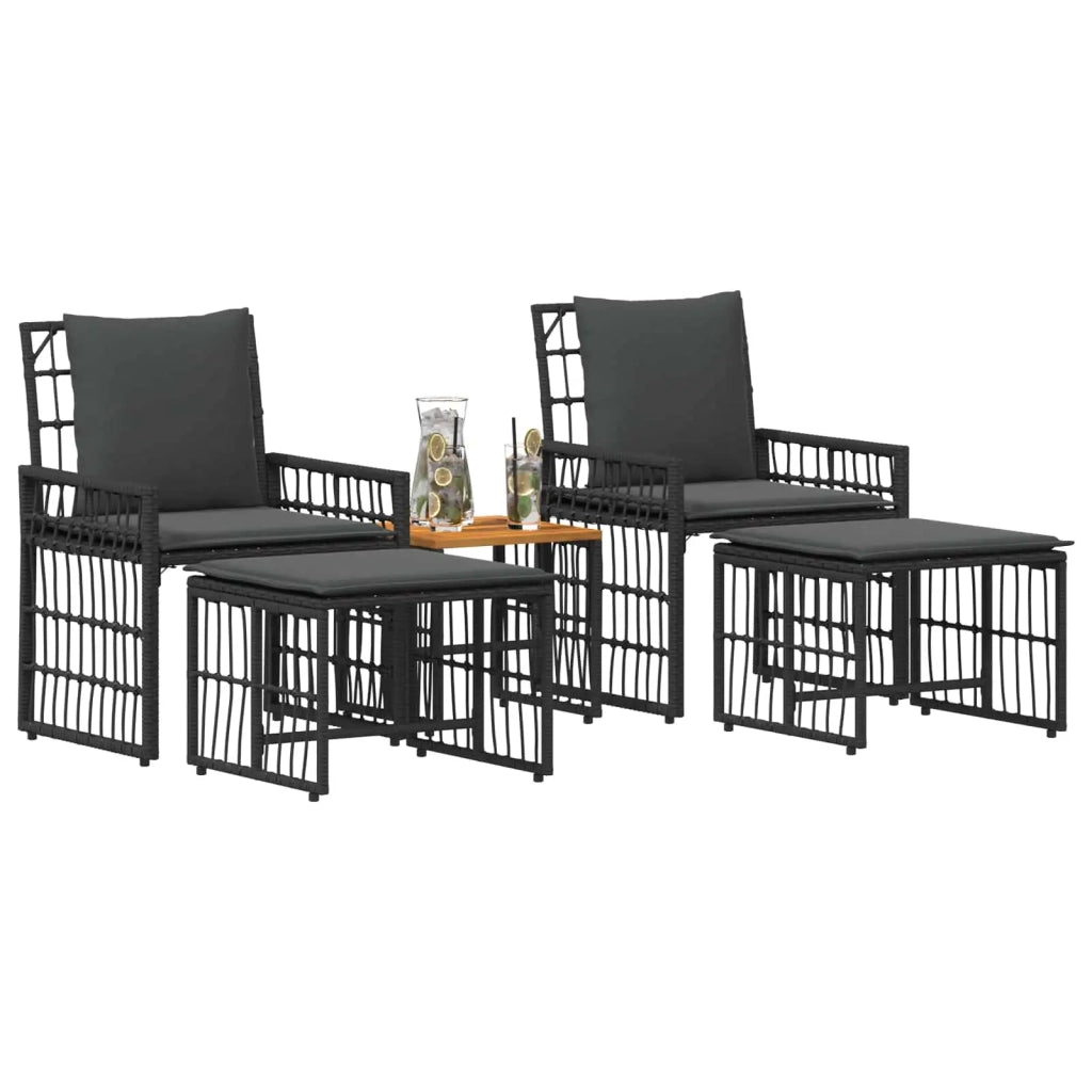 Set di Mobili da Esterno 5 pz | Set Salotto da Giardino Nero e Grigio scuro