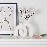 Vaso ceramico decorativo estetico per fiori in stile Scandinavo moderno Boho per la decorazione di interni (bianco)