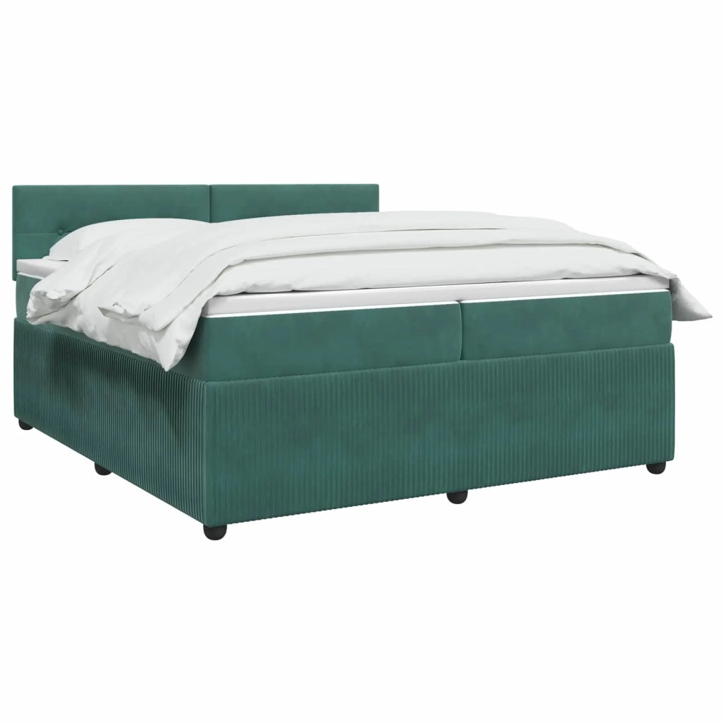 Letto box spring con materasso Verde Scuro 200 x 200 cm Velluto 3451748