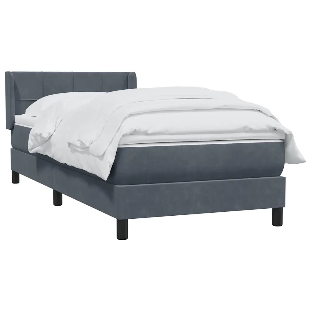 Giroletto a Molle con Materasso Grigio Scuro 80x220 cm Velluto