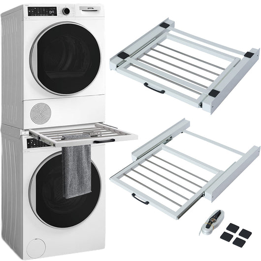 Kit di Congiunzione Supporto per Lavatrici e Asciugatrici con Ripiano Stendino Estraibile