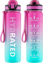 Bottiglia sportiva da 1 litro/800ml con ciotola per erba e indicatore di tempo, bottiglia per bevande BPA gratuita in Tritan, impermeabile, adatta per fitness, scuola, yoga, esterno