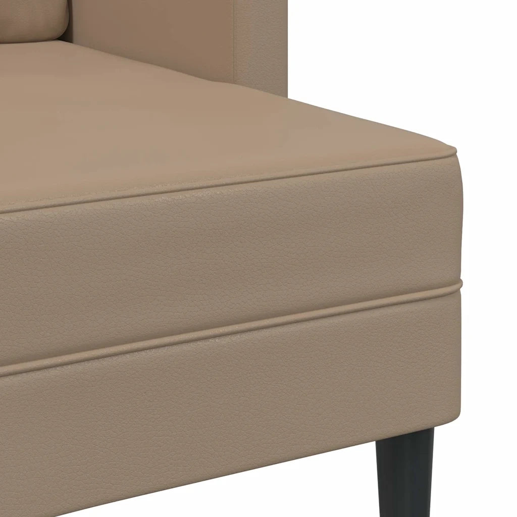 Divano 2 Posti con Chaise a L Cappuccino 125 cm in Similpelle 4107087