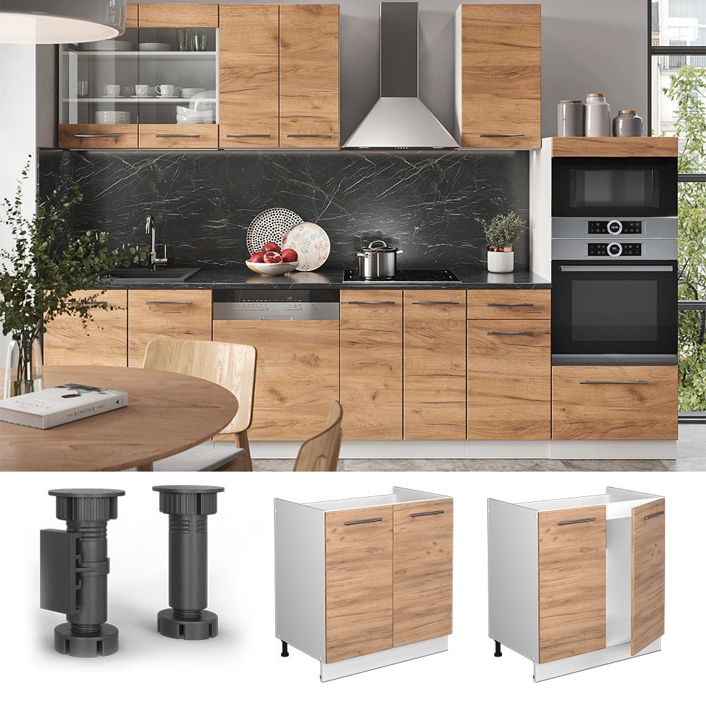 Mobile lavello cucina Fame-Line Rovere dorato/Bianco 80 cm, PL Antracite Vicco