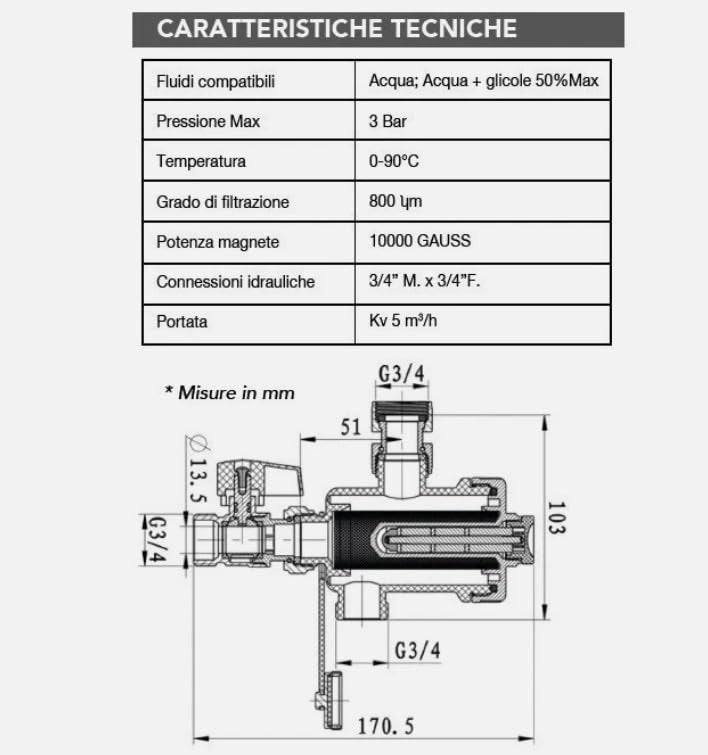Defangatore Magnetico Sottocaldaia White 3/4 Made in Italy