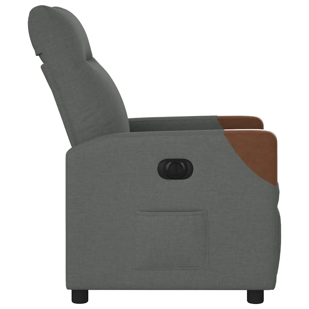 Poltrona | Sedia Relax Elettrica Reclinabile Grigio Scuro in Tessuto