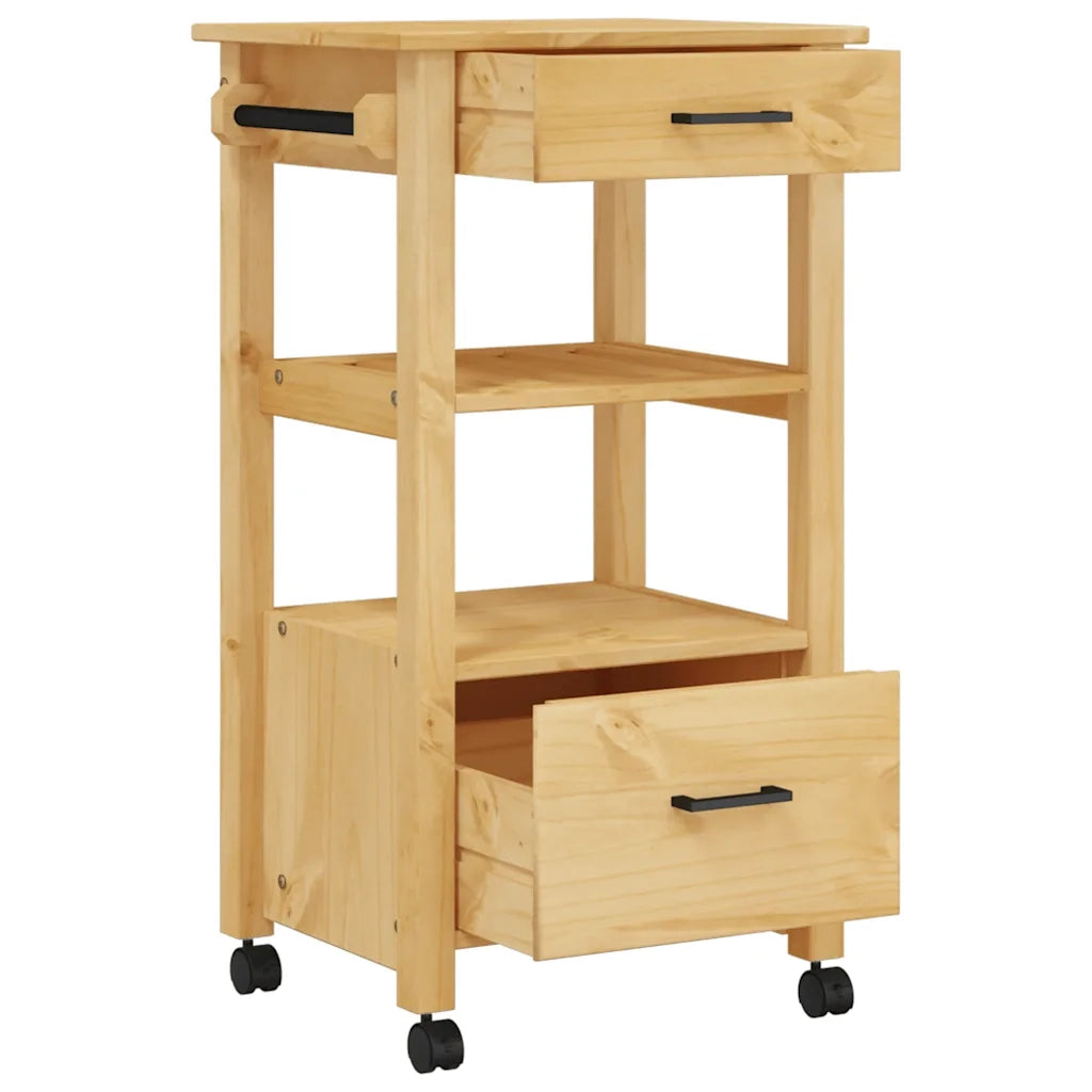 Carrello da Cucina MONZA 48x40x88,5 cm in Legno Massello di Pino 376082