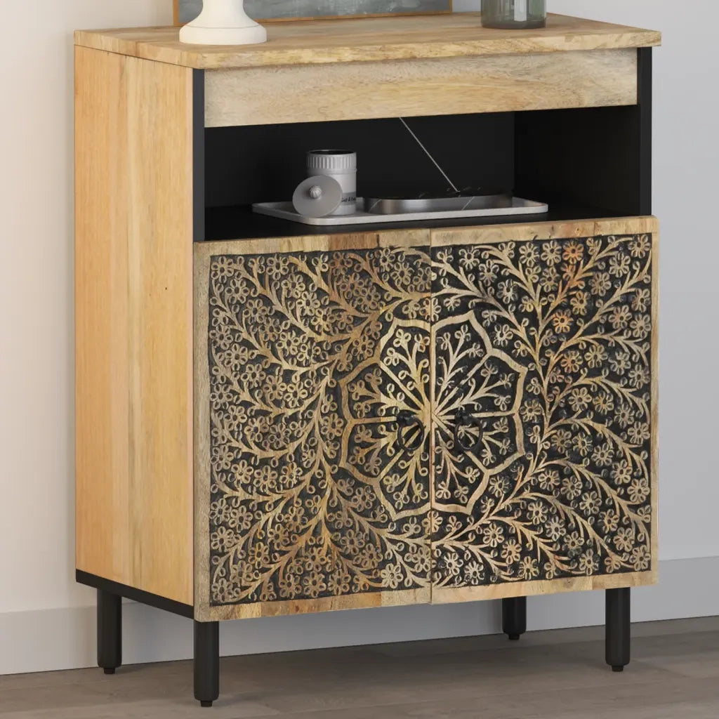 Credenza | Madia | Buffet da pranzo | Armadio da pranzo 60x33x75 cm in Legno Massello di Mango