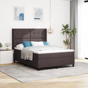Letto con Box Spring e Materasso con LED in Marrone Scuro, 140x190 cm, Tessuto