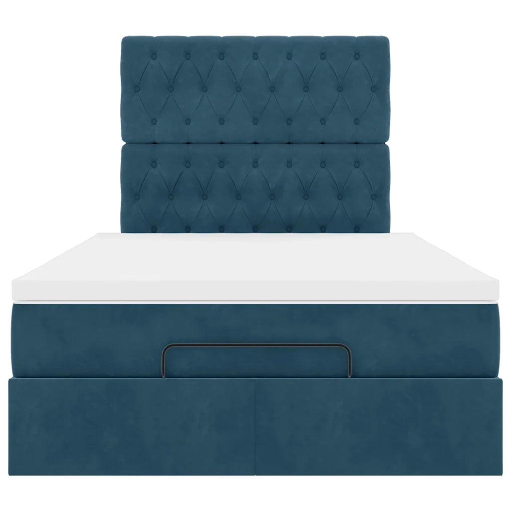 Struttura Letto Pouf con Materassi Blu Scuro 120x200 cm Velluto 3314388
