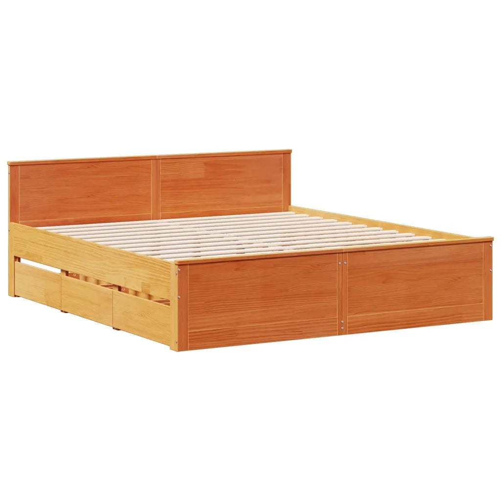vidaXL Giroletto senza Materasso con Testiera Marrone Cera 180x200Pino