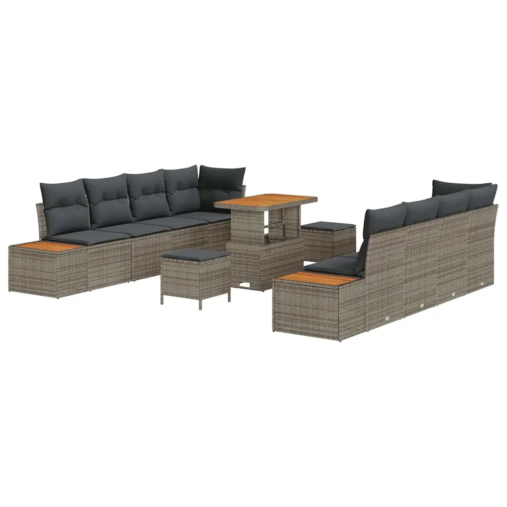 Set Divano da Giardino con cuscino 11 pcs Grigio Poly Rattan 3364843