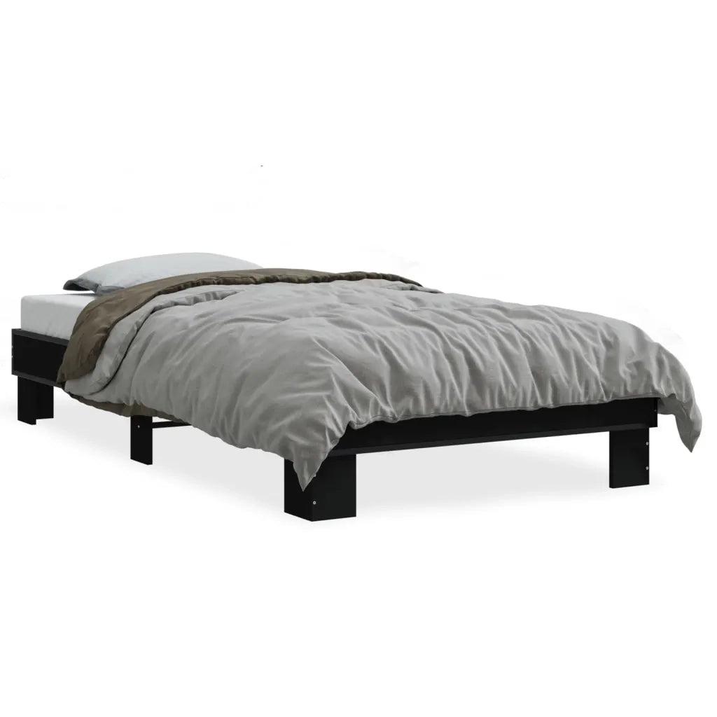 Giroletto-Struttura Letto Nero 75x190 cm in Legno Multistrato e Metallo 854221
