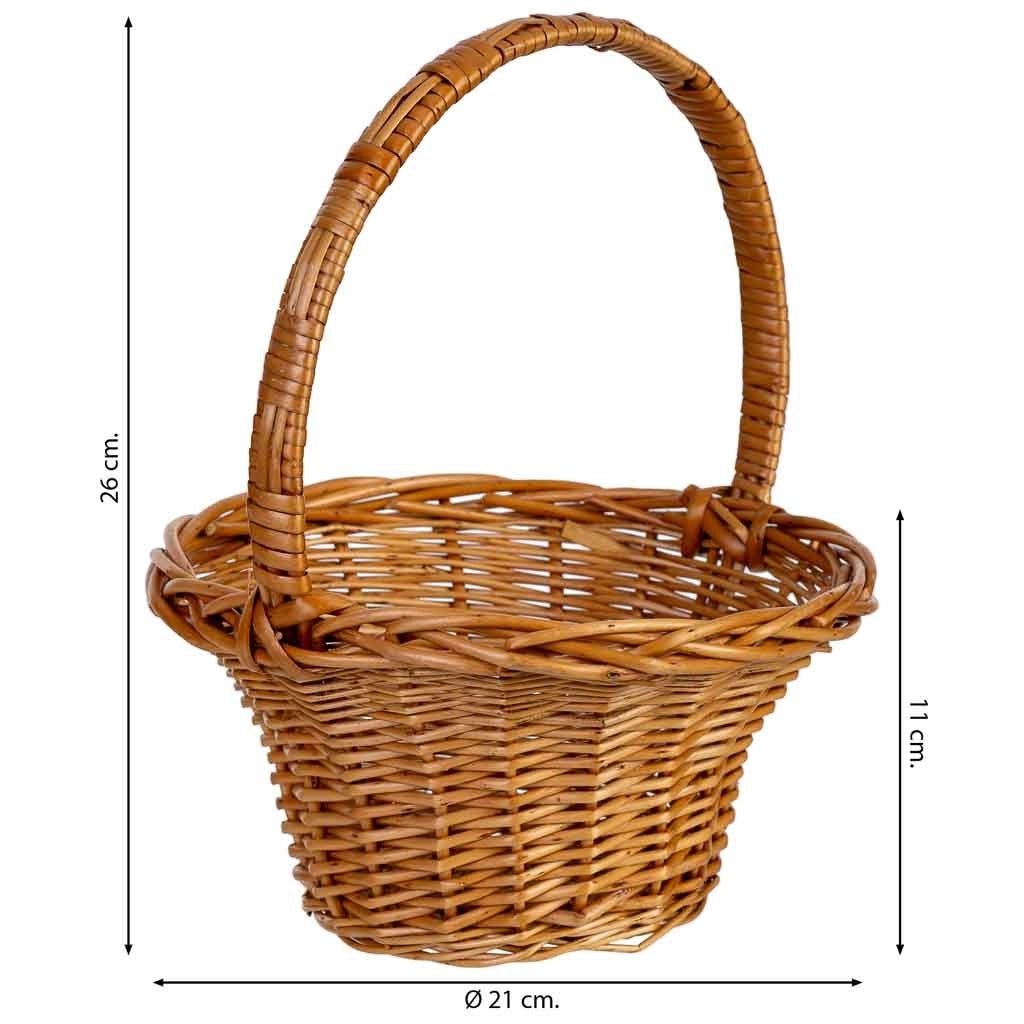 Cesto in vimini marrone 21x21x11/26h cm