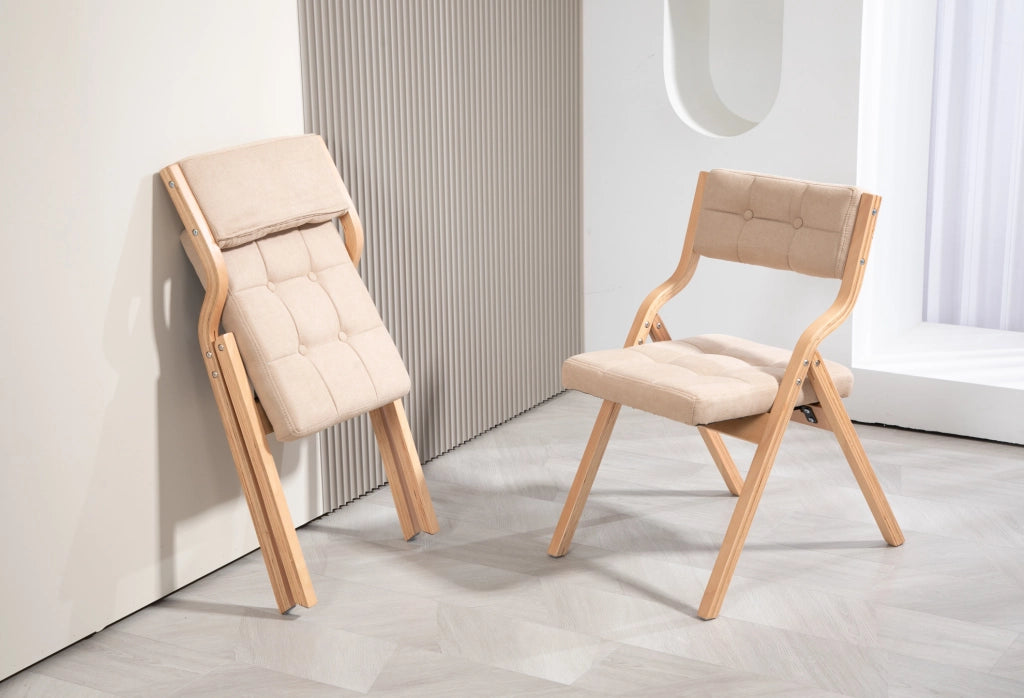 Sedia pieghevole 61x48x77 cm kaki – schienale imbottito, set da 2
