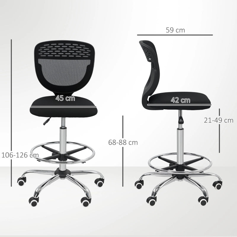 Sedia da ufficio, sedia da lavoro, sedia da scrivania, regolabile in altezza, imbottita, nera