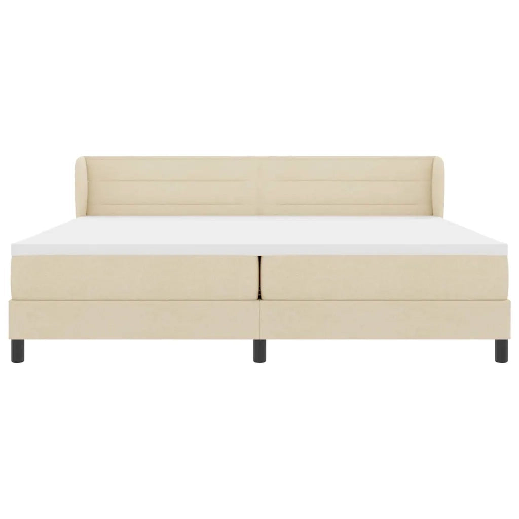 Letto a molle con materasso Crema 200 x 200 cm Tessuto 3339987