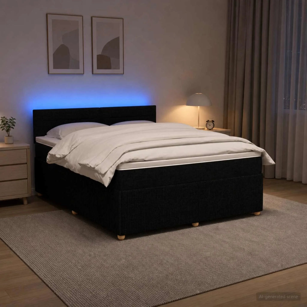 Letto box spring con materasso Nero 180 x 200 cm Tessuto 3452983