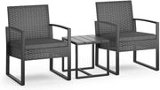 ok-living Salottino da giardino esterno, Antracite, 3 pezzi, con tavolo, con coperchio a pistone a gas e superficie resistente alle intemperie