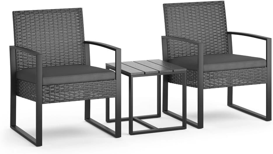 ok-living Salottino da giardino esterno, Antracite, 3 pezzi, con tavolo, con coperchio a pistone a gas e superficie resistente alle intemperie